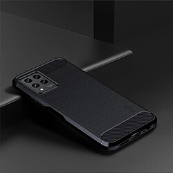 Coque en TPU MOFI surface brossée, anti-chutte, texture fibre de carbone pour votre T-Mobile Revvl 6 Pro 5G - bleu