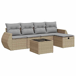 vidaXL Salon de jardin avec coussins 6 pcs beige résine tressée