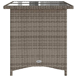 Acheter vidaXL Table de jardin avec dessus en verre gris 110x68x70 cm rotin