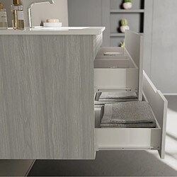 Kiamami Valentina MEUBLE DE SALLE DE BAIN TIROIRS BLANC MAT ET BOIS GRIS 100CM | MAGNOLIA