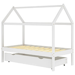 vidaXL Cadre de lit enfant avec tiroir blanc bois pin massif 80x160 cm