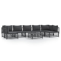 Maison Chic Salon de jardin 8 pcs + coussins - Mobilier/Meubles de jardin - Table et chaises d'extérieur anthracite acier -MN59609