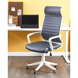 Beliani Chaise de bureau Cuir PU Gris LEADER