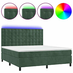 Maison Chic Lit adulte- Lit + matelas + LED,Sommier à lattes de lit matelas et LED Vert foncé 180x200 cm -GKD42426