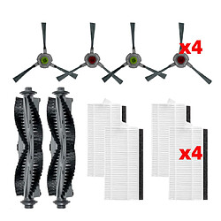 INF Accessoires pour aspirateur robot Airrobo P20, 2 brosses principales à rouleaux + 4 filtres Hepa + 4 brosses latérales