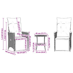 vidaXL Ensemble de bistro 3 pcs avec coussins gris résine tressée pas cher