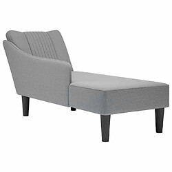 vidaXL Fauteuil long avec accoudoir droit gris clair tissu