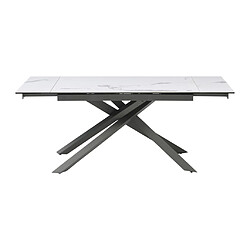 Acheter Vente-Unique Table à manger extensible 4 à 8 personnes en céramique, verre trempé et métal - Effet marbre blanc et anthracite - COREMA de Maison Céphy