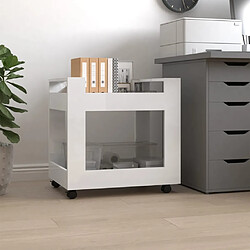 vidaXL Chariot de bureau Blanc brillant 60x45x60 cm Bois d'ingénierie