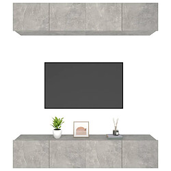 Acheter Maison Chic Meubles TV 4 pcs | Banc TV Moderne pour salon | Meuble de Rangement Gris béton 80x30x30 cm Bois d'ingénierie -MN95260