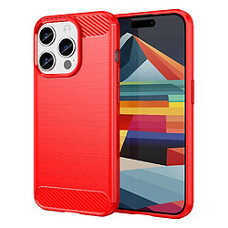 Htdmobiles Coque pour Apple iPhone 15 Pro - housse etui silicone gel carbone + film ecran - ROUGE