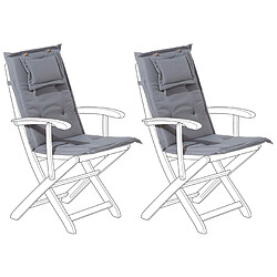 Beliani Lot de 2 coussins en tissu gris graphite pour chaises de jardin MAUI