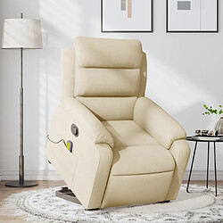 vidaXL Fauteuil inclinable de massage Crème Tissu