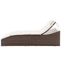 Avis Maison Chic Chaise longue avec coussin | Bain de soleil Relax | Transat Résine tressée Marron -GKD71927