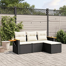 Maison Chic Ensemble de 4 Tables et chaises d'extérieur avec coussins,Salon de jardin noir résine tressée -GKD391093