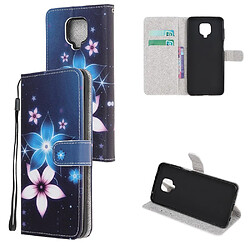 Etui en PU impression de motif texture croisée avec sangle fleurs pour votre Xiaomi Redmi Note 9 Pro