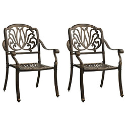 vidaXL Chaises de jardin lot de 2 Aluminium coulé Bronze 