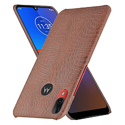 Wewoo Coque Rigide Pour Motorola Moto E6 Plus Crocodile Antichoc Texture PC + Etui PU Marron