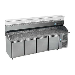 Acheter DAP DISTRIBUTION? Table à Pizza Inox 600 x 400 4 Portes avec Vitrinette Bacs GN 1/3 - Dap Distribution