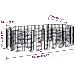 vidaXL Lit surélevé à gabion Fer galvanisé 200x100x50 cm pas cher