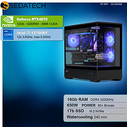 Sedatech PC Gamer V360 • Intel i7-12700KF • RTX4070 • 16Go RAM • 1To SSD M.2 • sans OS