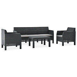 Maison Chic Salon de jardin 4 pcs + coussins - Mobilier/Meubles de jardin - Table et chaises d'extérieur PP Rotin Anthracite -MN83191