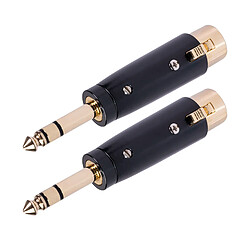 2x XLR Femelle à 1/4 Mâle Adaptateur, 6.35mm Stéréo Plug à XLR Femelle Audio Adaptateur Gender Changer Connecteur, Argent