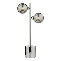 Lampe de Table 2 Lumières Chrome Poli Verre Fumé