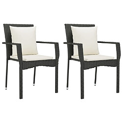 Acheter Salle à manger de jardin 3 pcs avec coussins,Table et chaise à dîner Noir -MN63239