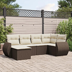 vidaXL Salon de jardin avec coussins 6 pcs marron résine tressée