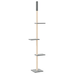 Acheter Helloshop26 Arbre à chat meuble tour grimper jouet grattage grattoir escalade plateforme du sol au plafond clair 267,5-297,5 cm gris 02_0022757