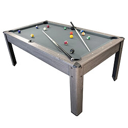 Play4Fun Billard Américain HARMONY 6Ft - 206,5 x 116,5 x 80 cm avec accessoires et plateau dînatoire - Gris