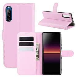 Etui en PU peau de litchi avec support rose pour Sony Xperia L4