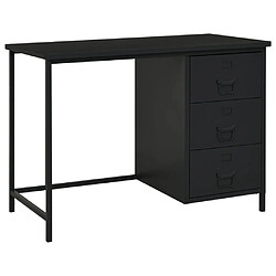 Helloshop26 Bureau table poste de travail meuble d'ordinateur informatique étude industriel avec tiroirs 105 x 52 x 75 cm Acier noir 02_0023865