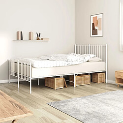 Maison Chic Lit adulte - Lit simple Cadre de lit métal avec tête de lit/pied de lit,Structure du lit Contemporain pour chambre blanc 120x190cm -MN70036