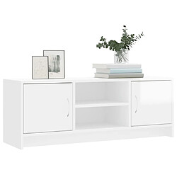 Avis Maison Chic Meuble TV scandinave - Banc TV pour salon blanc brillant 102x30x37,5 cm bois d'ingénierie -MN21494