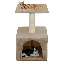 Helloshop26 Arbre à chat griffoir grattoir niche jouet animaux peluché en sisal 55 cm beige 3702066