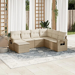 Maison Chic Salon de jardin avec coussins 7 pcs, Ensemble Tables et chaises de jardin, beige résine tressée -GKD706764