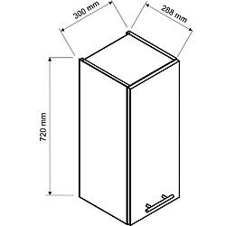 Pegane Meuble haut de cuisine coloris blanc avec 1 porte - longueur 30 x profondeur 28 x hauteur 72 cm