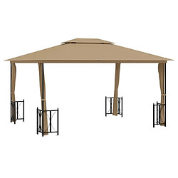 Maison Chic Tonnelle | Pergola avec parois et toit double 3x4 m Taupe -GKD30783