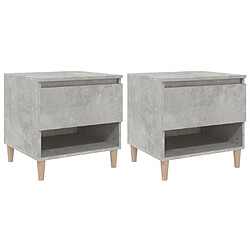 Maison Chic Lot de 2 Tables de chevet,Table de nuit,Table d'appoint pour salon Gris béton 50x46x50 cm Bois d’ingénierie -MN25327