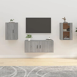 Maison Chic Lot de 2 Meubles TV muraux Banc TV suspendus pour salon Sonoma gris 40x34,5x60 cm -MN39867