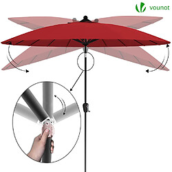 Vounot Parasol inclinable 270cm Shanghai avec housse de protection rouge