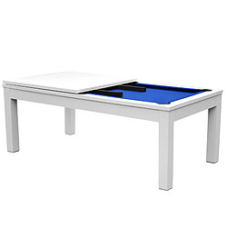 Acheter Rendez Vous Deco Table de Billard Eddie convertible blanche tapis bleu