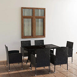 Salle à dîner de jardin 7 pcs,Table et chaise à manger Résine tressée Noir -MN54939