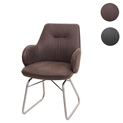 Mendler Chaise de salle à manger HWC-G72, fauteuil, mécanisme basculant, tissu, acier inox brossé ~ marron