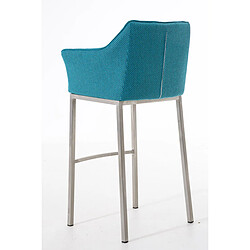 Acheter Decoshop26 Tabouret de bar chaise haute de comptoir couture carrées assise en tissu turquoise 4 pieds stables en acier inoxydable 10_0004727