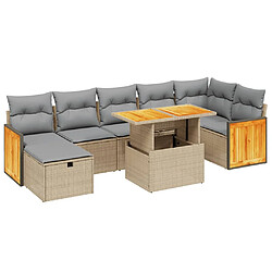 vidaXL Salon de jardin avec coussins 8 pcs beige résine tressée