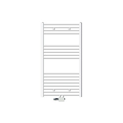 LuxeBath Radiateur de salle de bain Sahara 750 x 1200 mm, blanc, courbé avec raccord central y compris garniture de raccordement avec thermostat