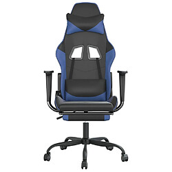 Avis vidaXL Chaise de jeu de massage et repose-pied Noir et bleu Similicuir